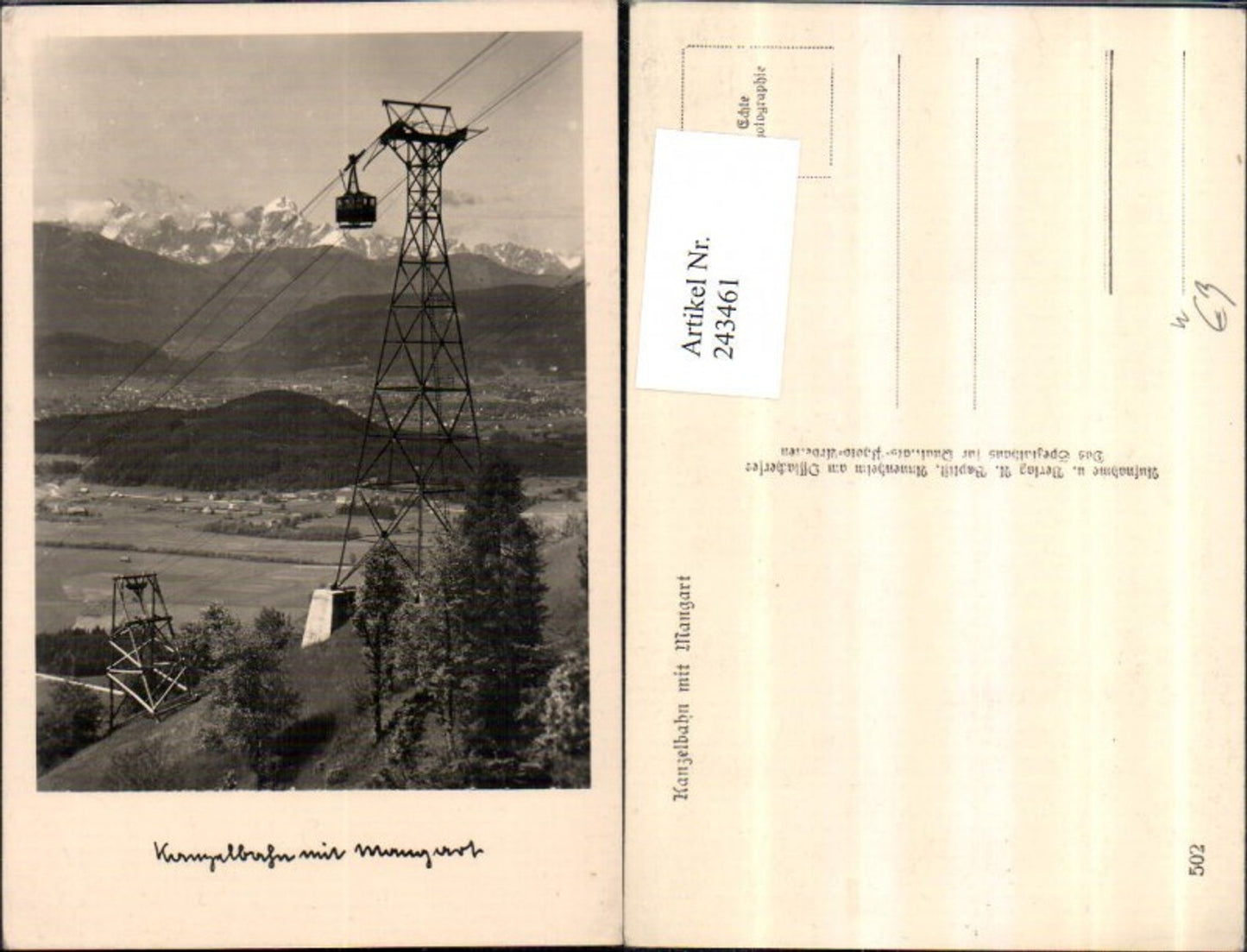 243461,Kanzelbahn Seilbahn m. Mangart b. Annenheim