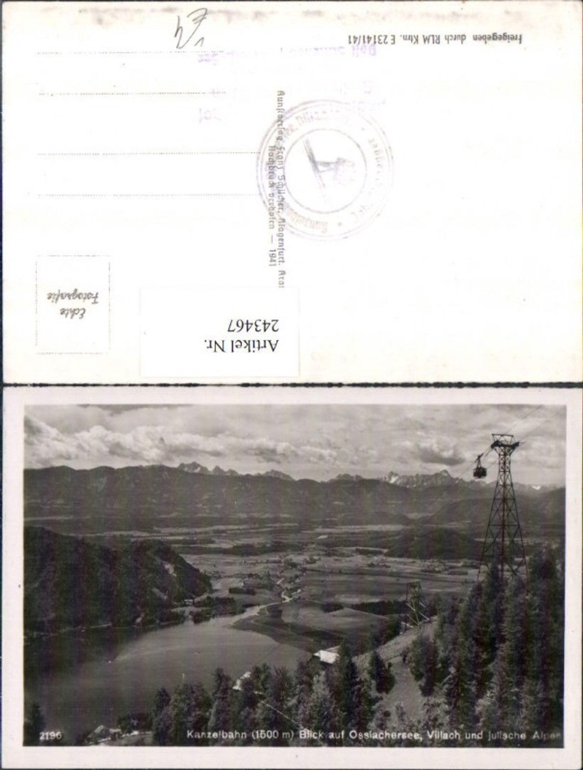 243467, Kanzelbahn cable car, view of Lake Ossiach, Villach and Julian Alps, pub Franz Schilcher 2196