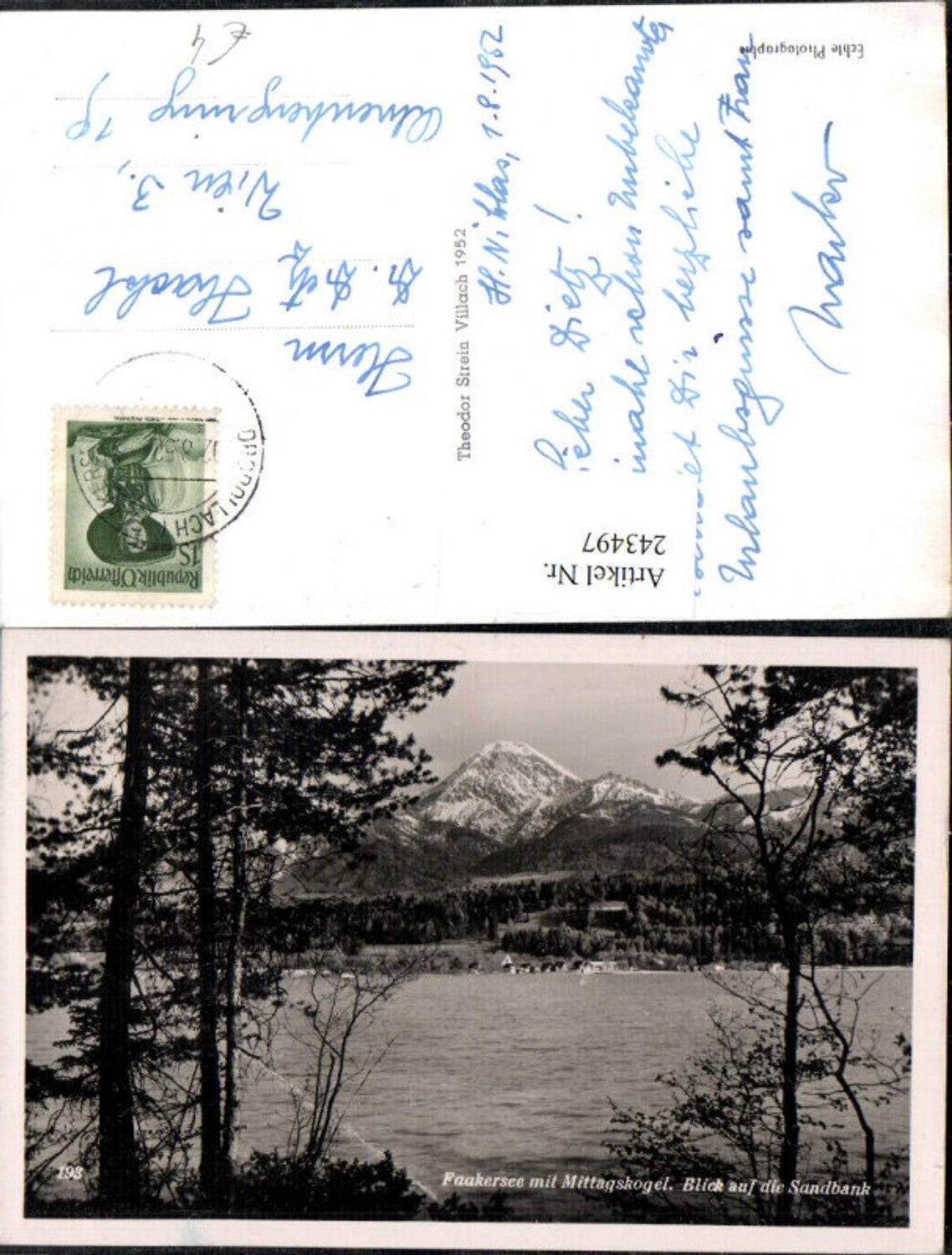 243497,Faakersee m. Mittagskogel Blick auf d. Sandbank Partie