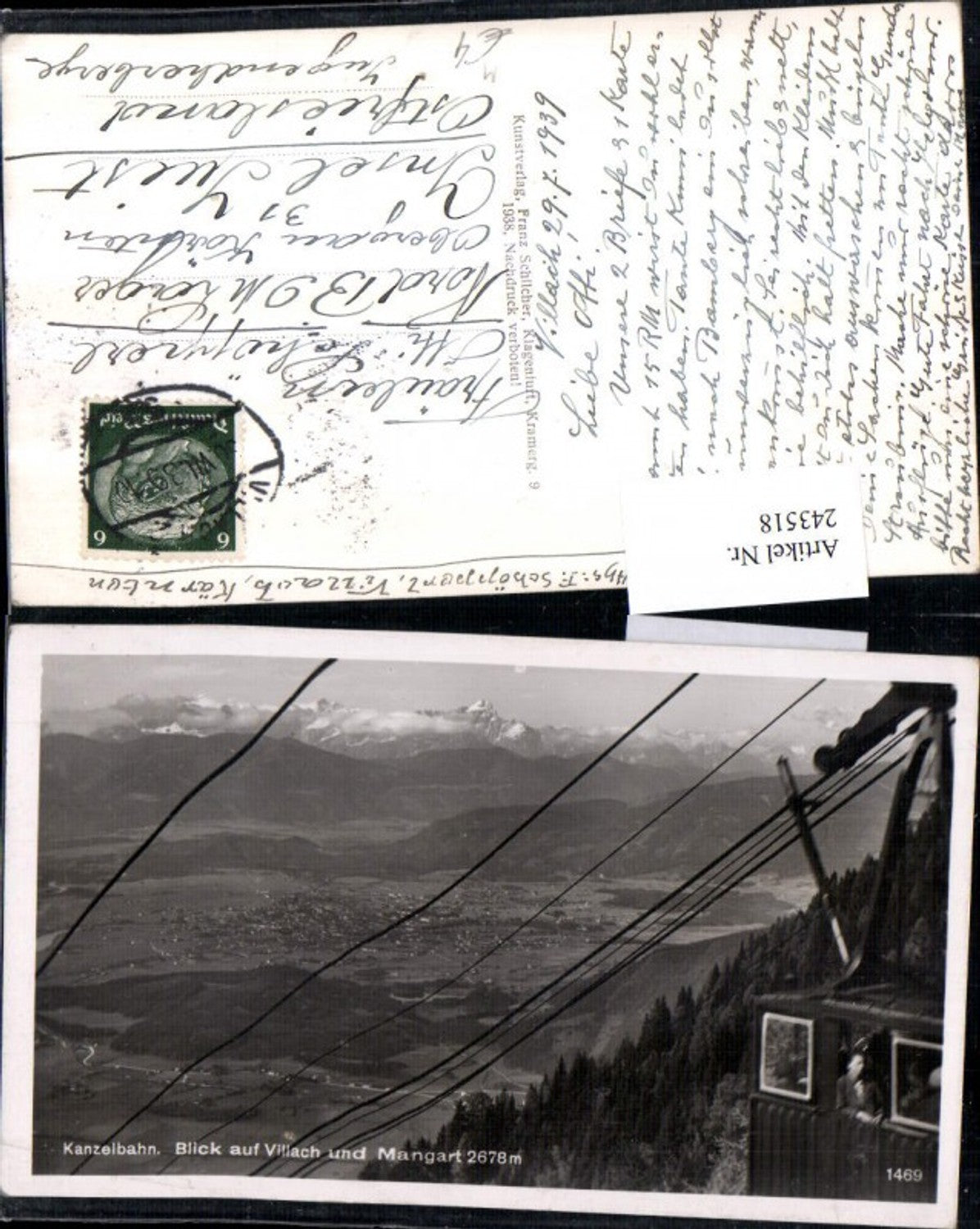 243518,Kanzelbahn Seilbahn Blick auf Villach u. Mangart pub Franz Schilcher 1469