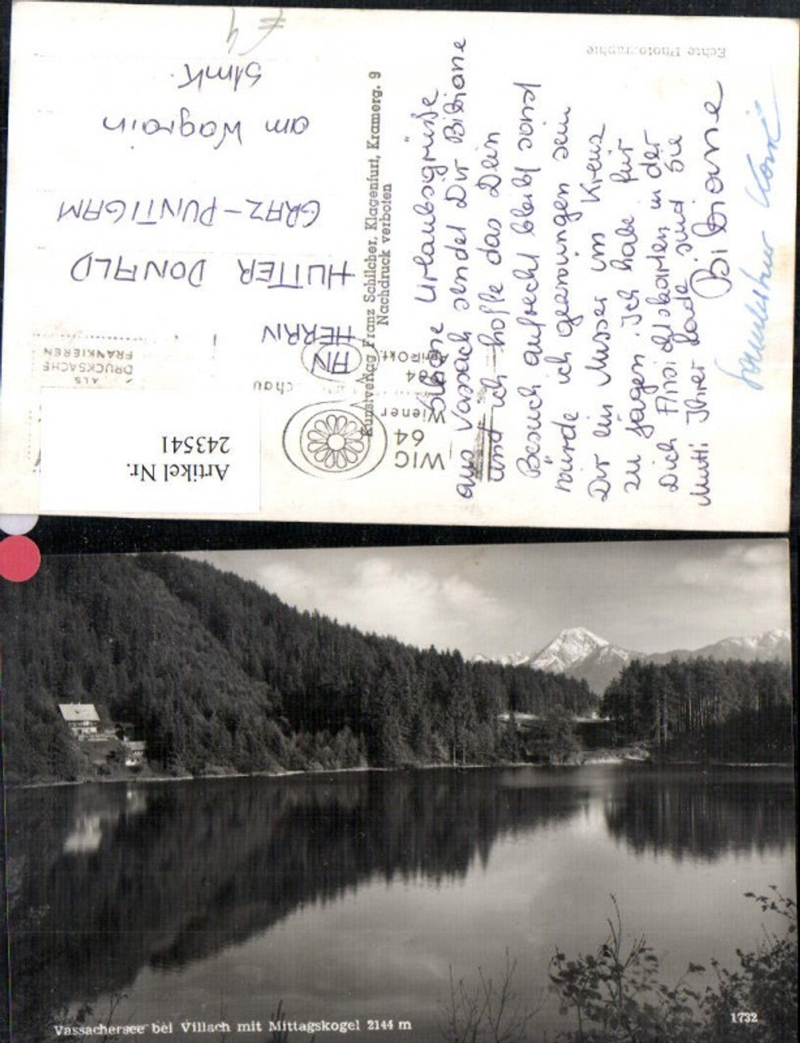 243541,Vassachersee See b. Villach m. Mittagskogel Partie pub Franz Schilcher 1732
