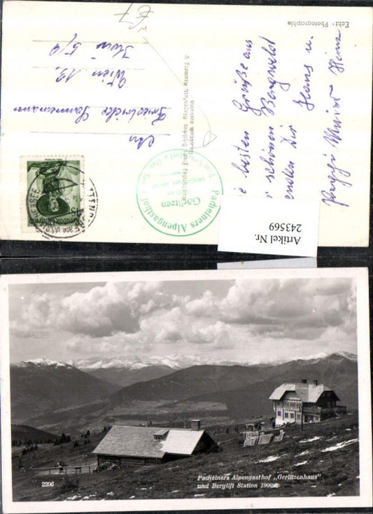 243569,Pacheiners Alpengasthof Gerlitzenhaus u. Berglift Station b. Sattendorf pub Franz Schilcher 2206