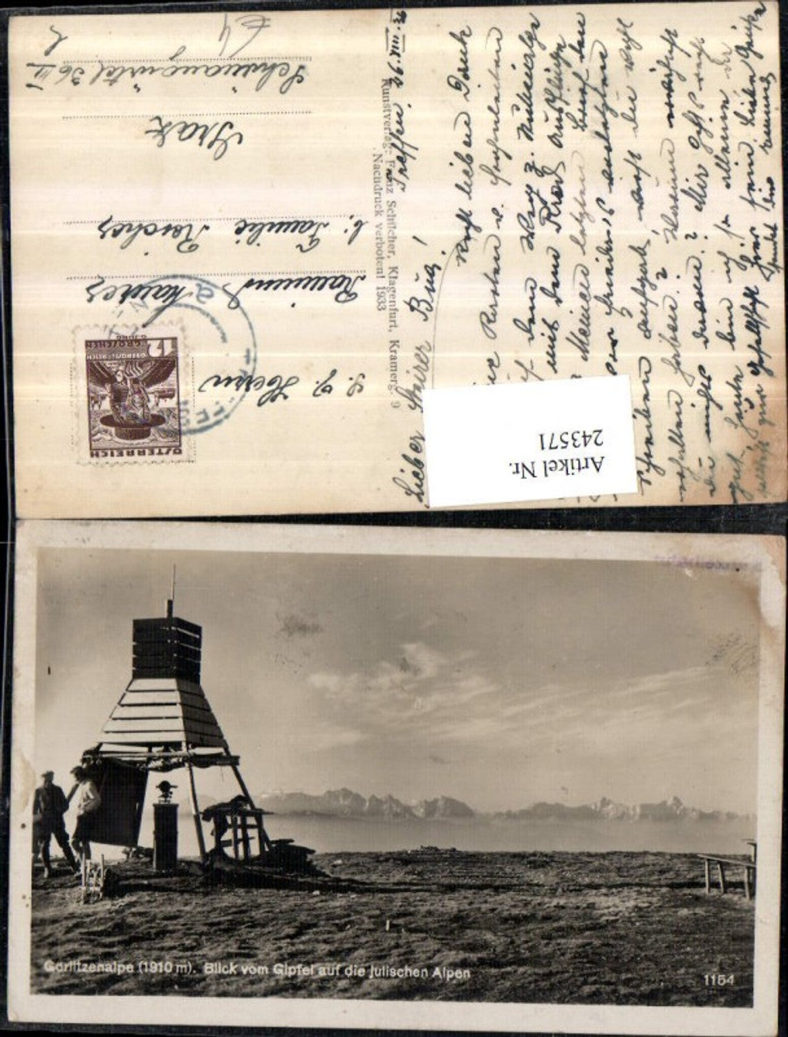 243571,Görlitzenalpe Blick v. Gipfel auf d. Julischen Alpen pub Franz Schilcher 1154