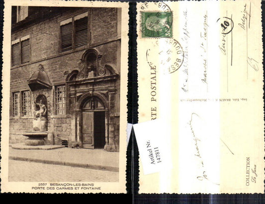 147811,Besancon Les Bains Porte des Carmes et Fontaine Tür Brunnen