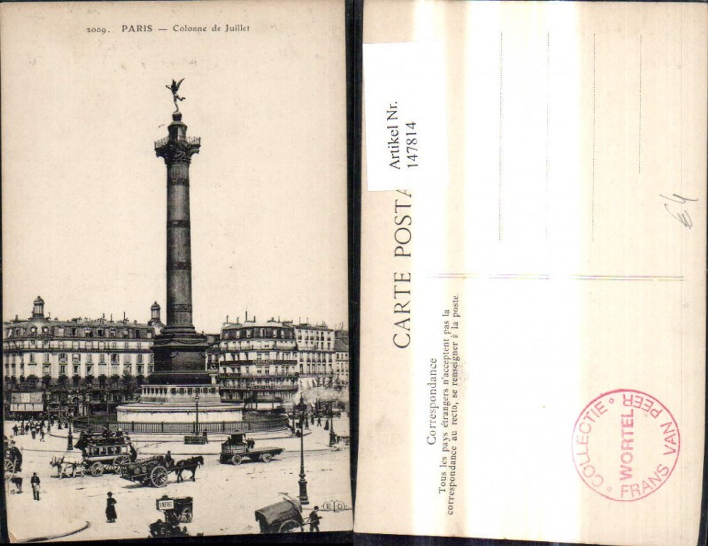 147814,Paris Colonne de Juillet Kutsche Säule