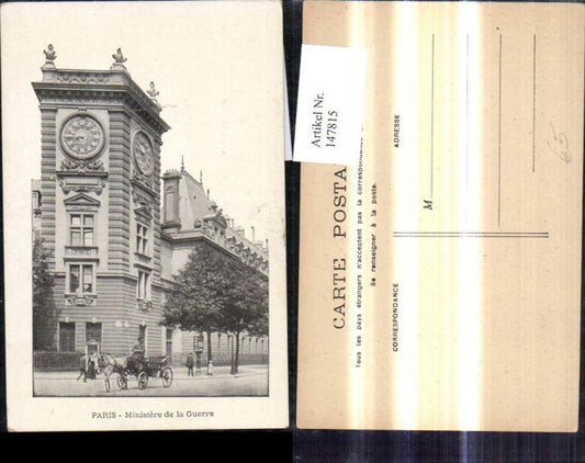 147815,Paris Ministere de la Guerre Kutsche