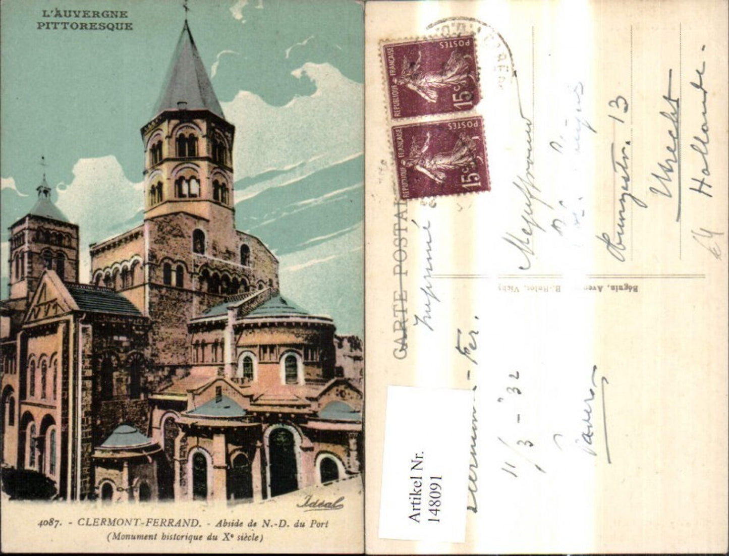 148091,Clermont Ferrand Abside de N. D. du Port L Auvergne Pittoresque