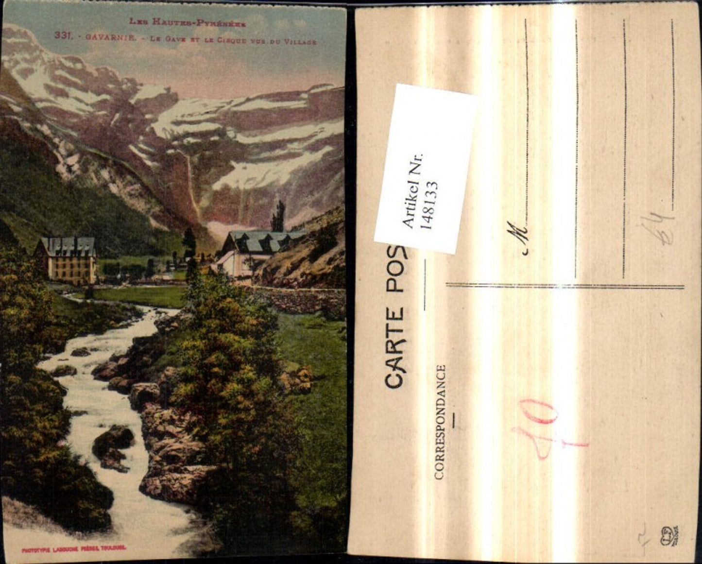 148133,Les Hautes Pyrenees Gavarnie Le Gave et le Cirque vue du Village Bergkulisse