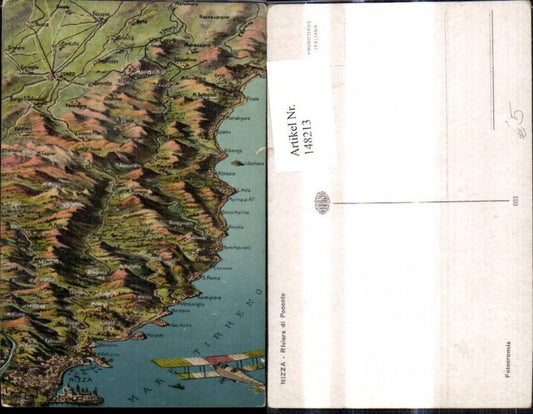 148213,Nizza Riviera di Ponente Lagekarte Landkarte Flugzeug