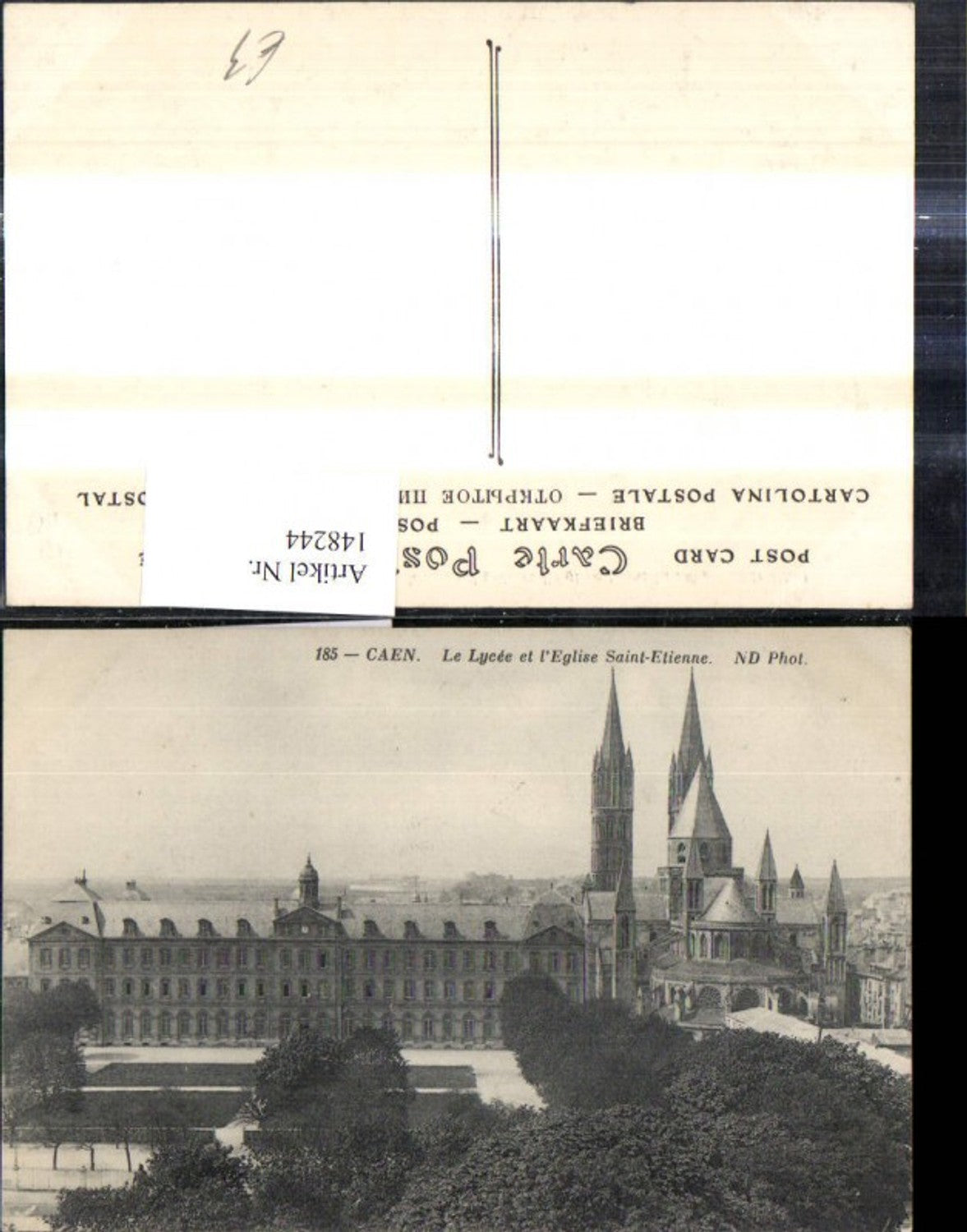 148244,Caen Le Lycee et l Eglise Saint Etienne Kirche