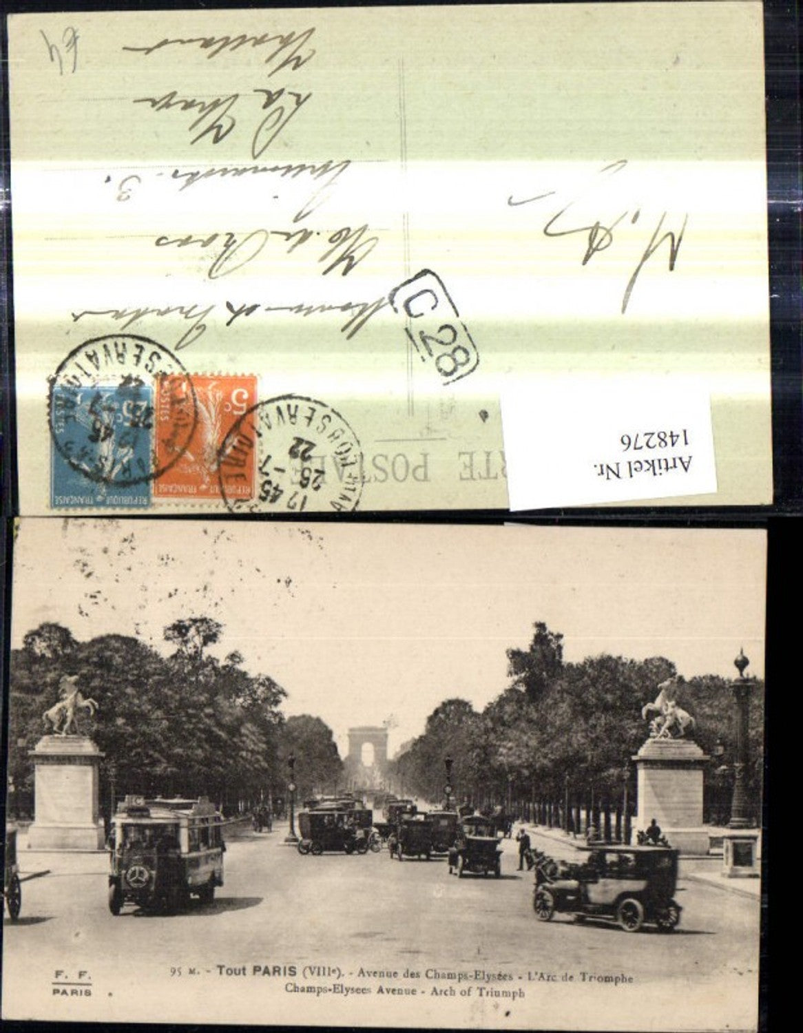 148276,Tout Paris Avenue des Champs Elysees L Arc de Triomphe Automobile Oldtimer