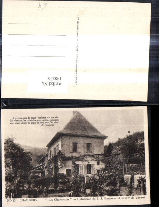 148335,Chambery Les Charmettes Habitation de J. J. Rousseau et de Mme de Varens