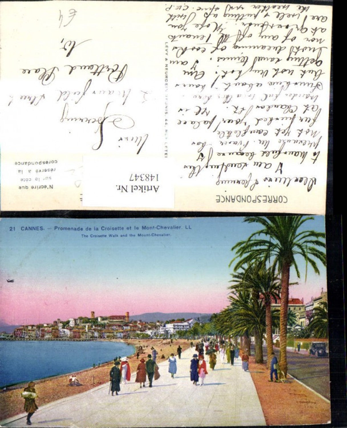 148347,Cannes Promenade de la Croisette et le Mont Chevalier Strand Promenade
