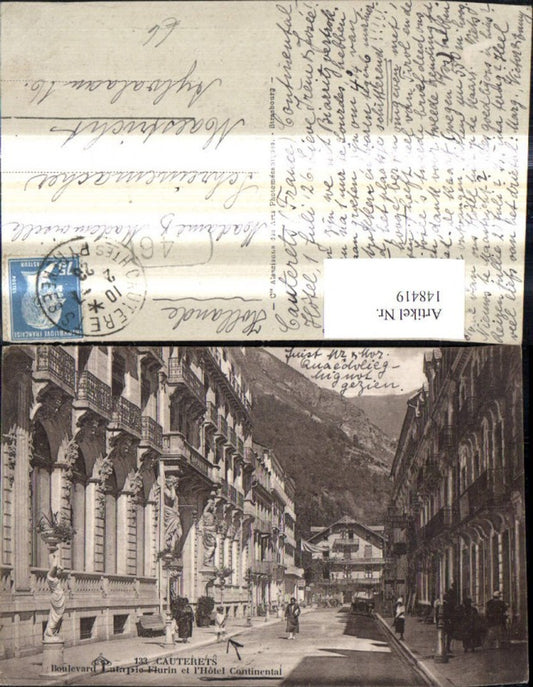 148419,Cauterets Boulevard Latapie Flurin et l Hotel Continental Strassenansicht m. Hotel