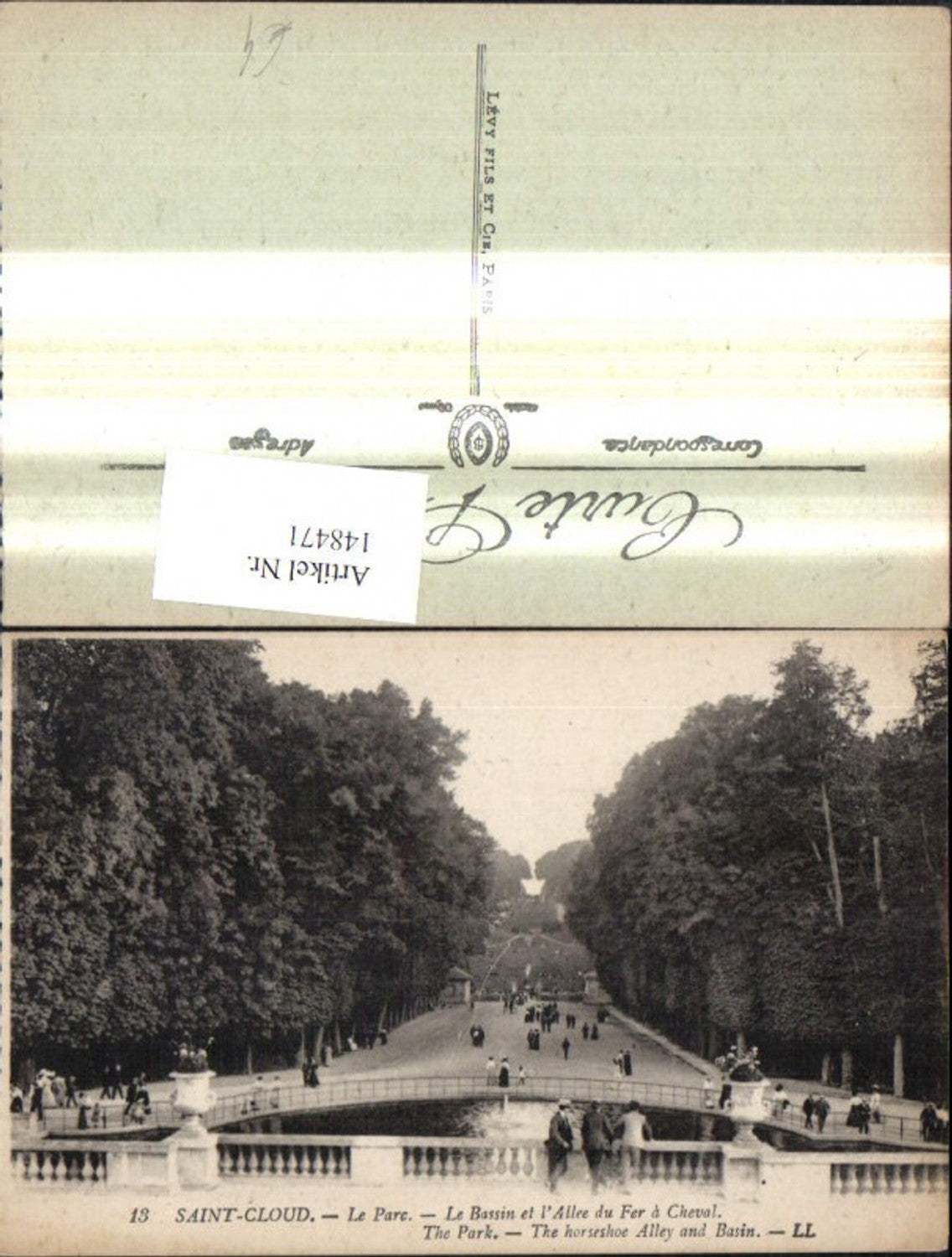 148471,Saint Cloud Le Parc Le Bassin et l Allee du Fer a Cheval The Park