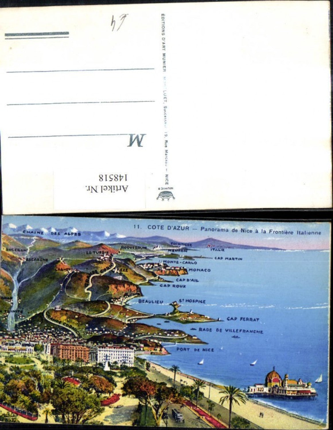 148518,Cote d Azur Panorama de Nice a la Frontiere Italienne Lagekarte Nizza
