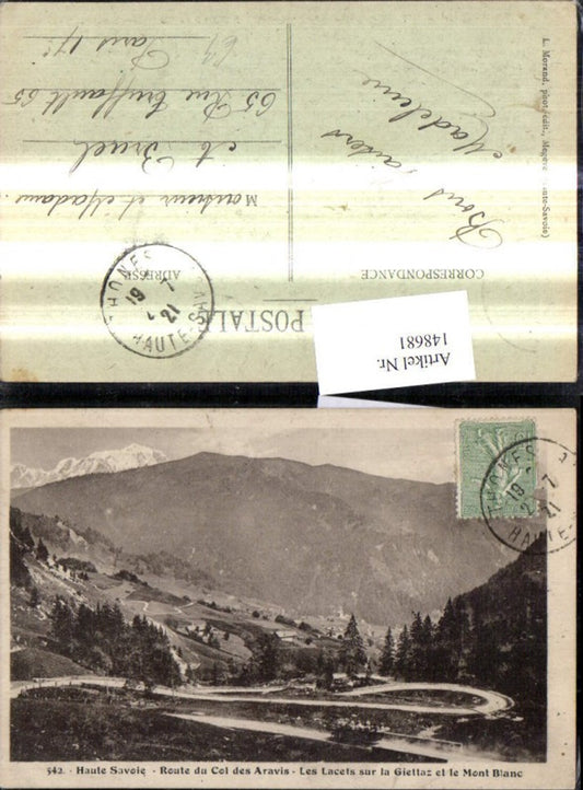 148681,Haute Savoie Route de Col des Aravis Les Lacets sur la Giettaz et le Mont Blanc Bergstrasse