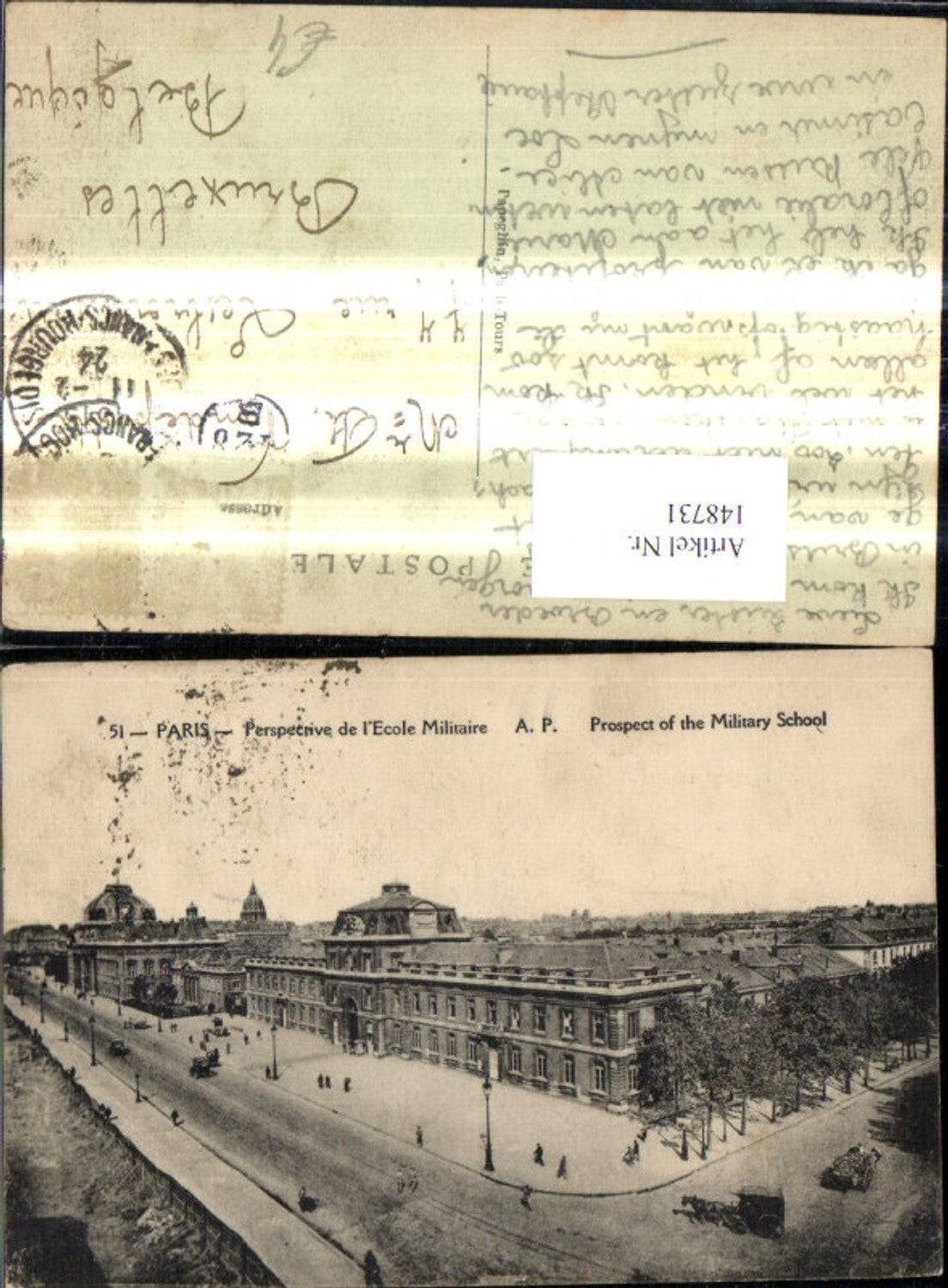 148731,Paris Perspective de l Ecole Militaire Military School Militärschule
