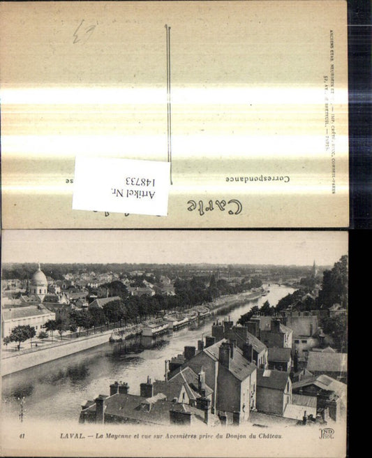 148733,Laval La Mayenne et vue sur Avesnieres prise du Donjon du Chateau