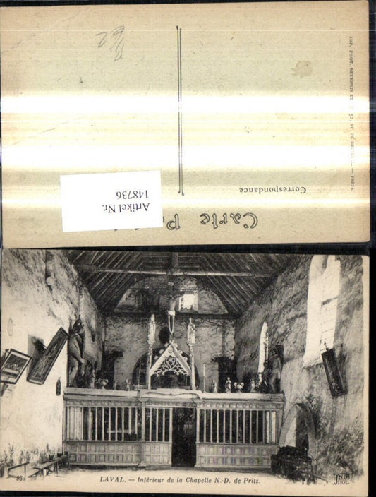 148736,Laval Interieur de la Chapelle N. D. de Pritz Kapelle Kirche Innen