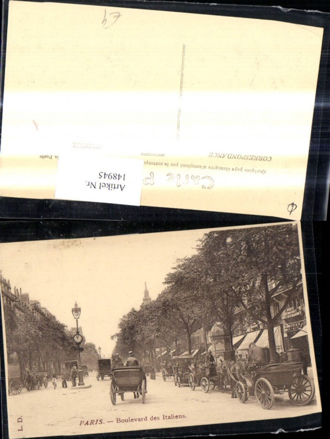 148945,Paris Boulevard des Italiens Kutschen Strasse