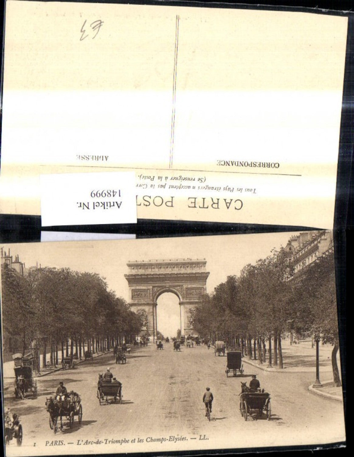 148999,Paris Avenue des Champs Elysees Autobus Bus Kutschen Automobile Arc de Triomphe
