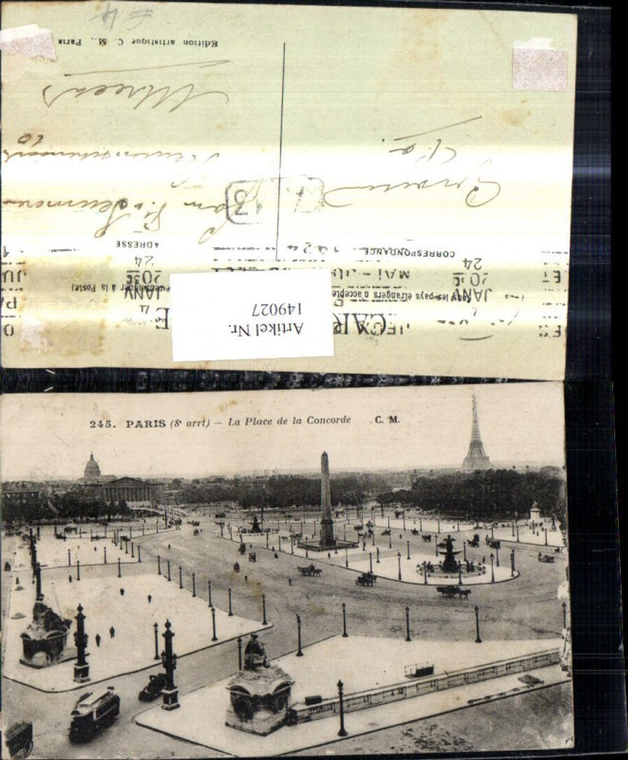 149027,Paris La Place de la Concorde Obelisk Eiffelturm i. Hintergrund