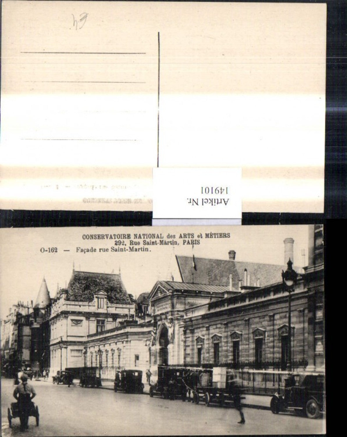 149101,Paris Convervatoire National des Arts et Metiers Facade rue Saint Martin Automobile
