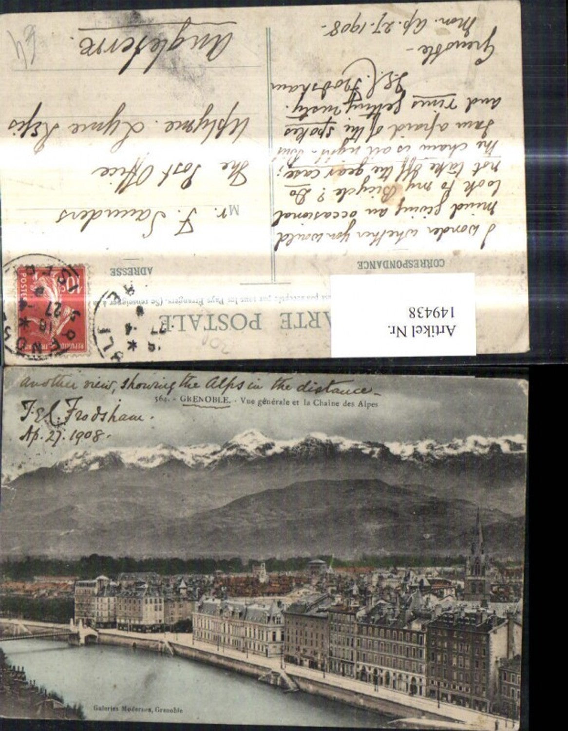 149438,Grenoble Vue generale et la Chaine des Alpes