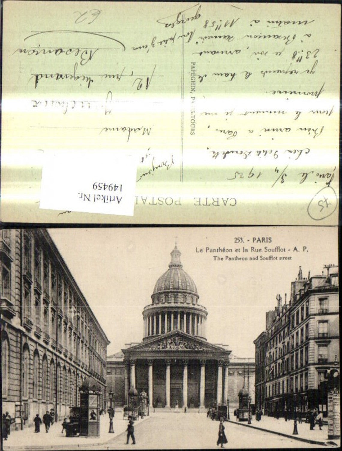 149459,Paris Le Pantheon et la Rue Soufflot The Pantheon and Soufflot street