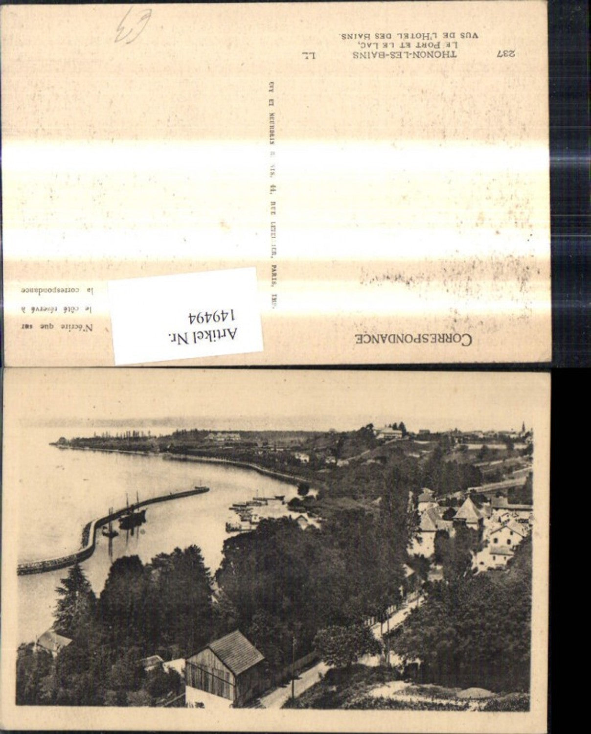 149494,Thonon Les Bains Le Port et le Lac vus de L Hotel des Bains