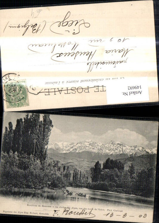 149692,Environs de Grenoble La chaine des Alpes vue des bords de I Isere Bergkulisse