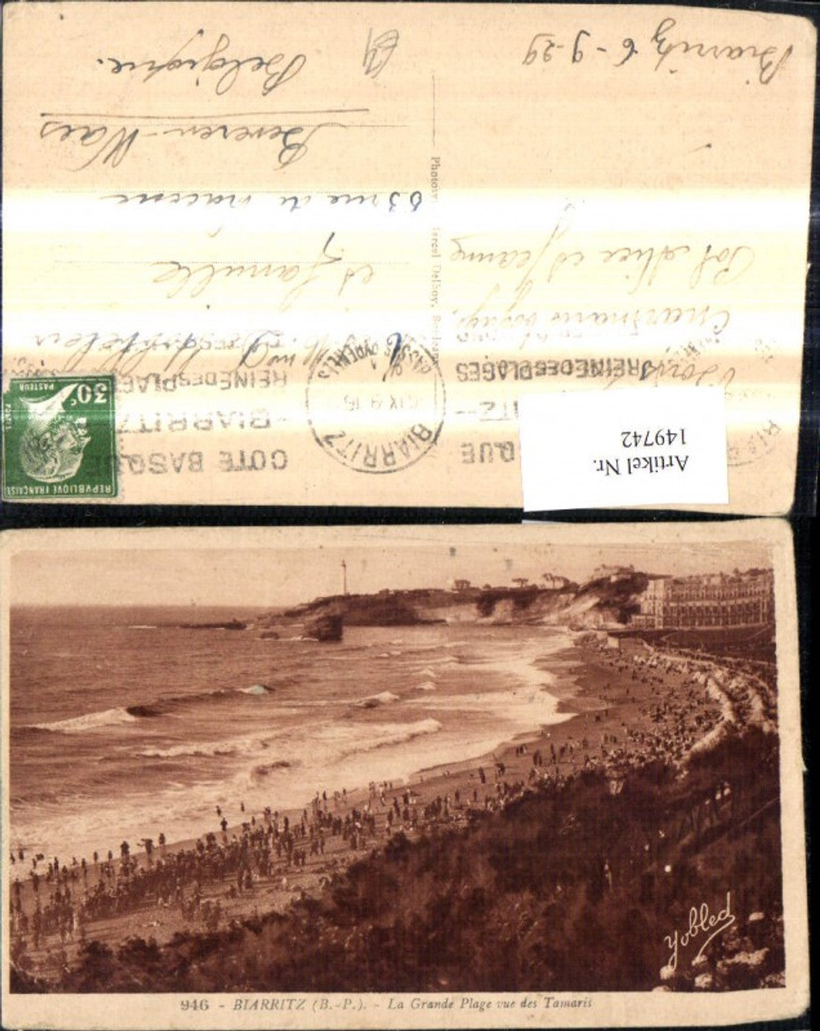 149742,Biarritz La Grande Plage vue des Tamaris Strand Strandleben