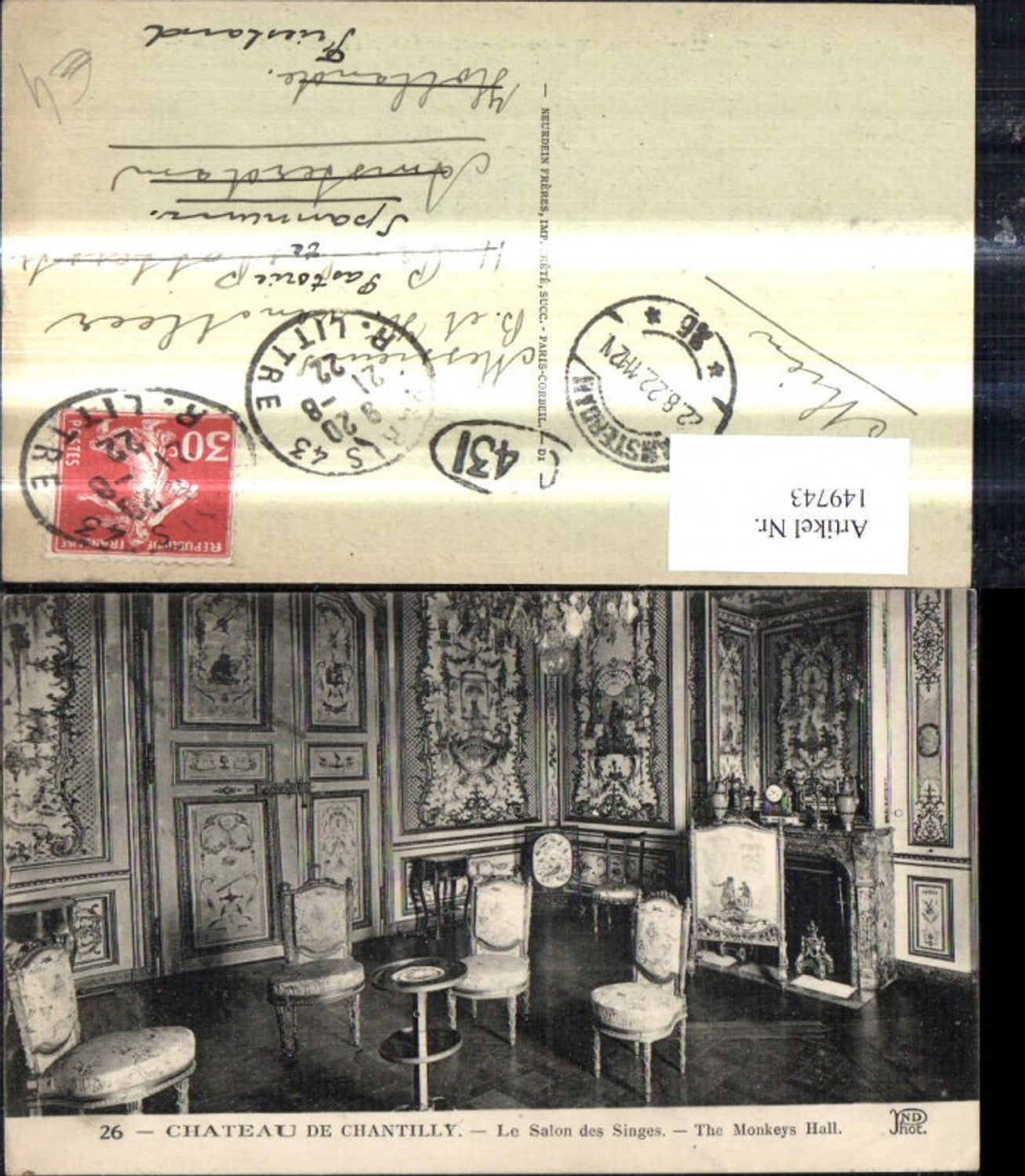 149743,Chateau de Chantilly Le Salon des Singes The Monkeys Hall Schloss Innen
