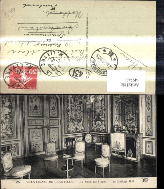 149743,Chateau de Chantilly Le Salon des Singes The Monkeys Hall Schloss Innen