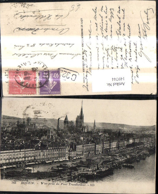 149744,Rouen Vue prise du Pont Transbordeur Hafen