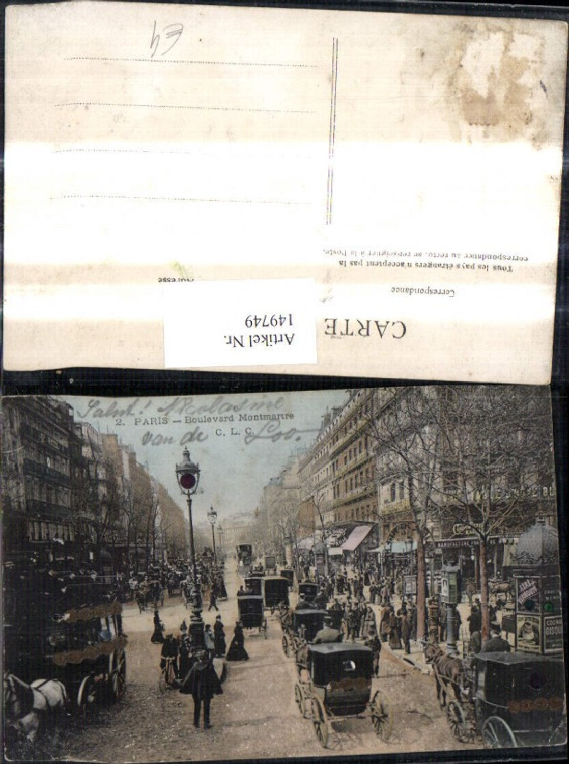 149749,Paris Boulevard Montmartre Strassenansicht Kutschen Aufgeklebte Glitzersteine