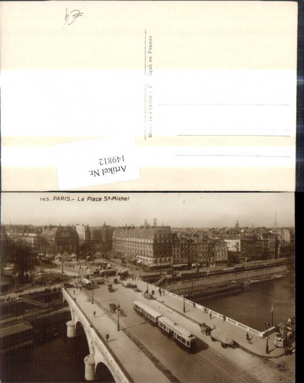 149812,Foto Ak Paris La Place Saint Michel Brücke Strassenbahn