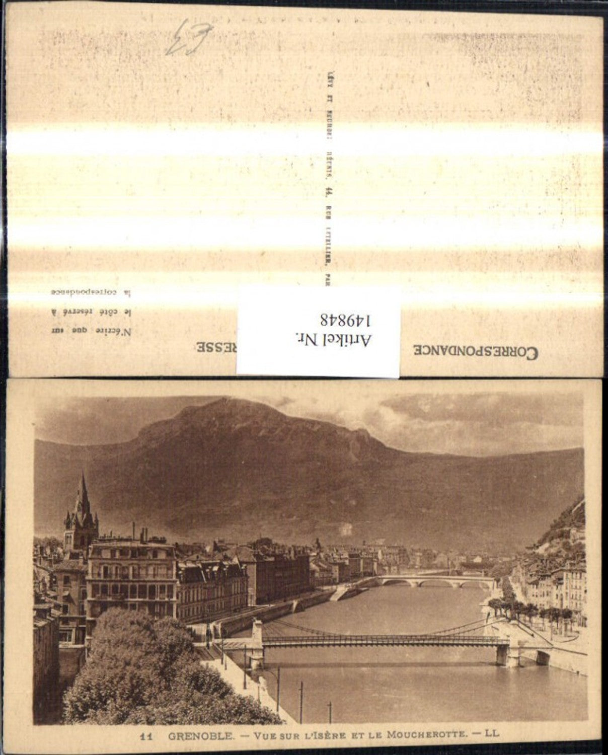 149848,Grenoble Vue sur L Isere et le Moucherotte Brücke