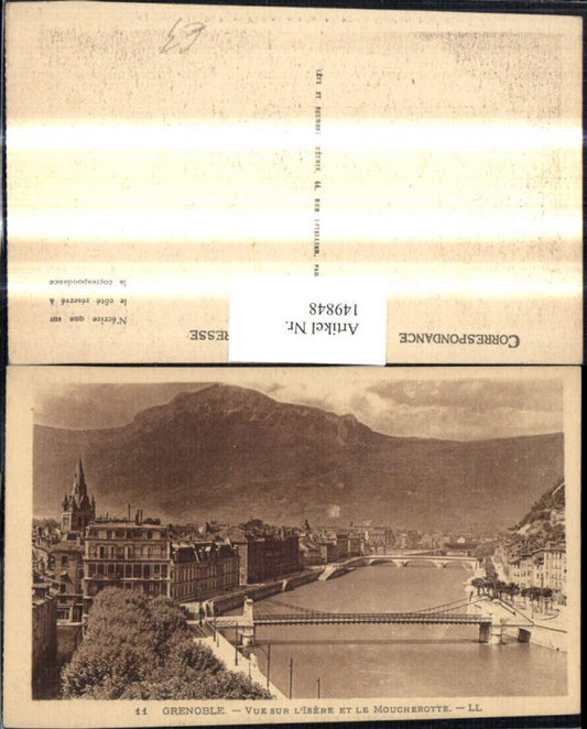 149848,Grenoble Vue sur L Isere et le Moucherotte Brücke