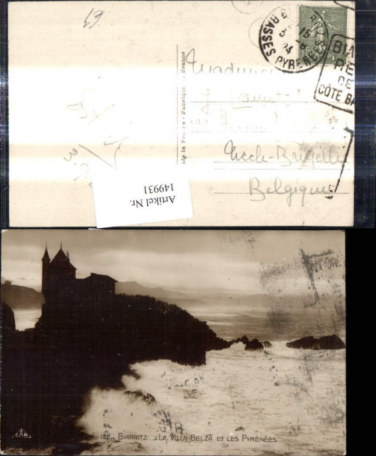 149931,Biarritz La Villa Belza et les Pyrenees Schloss Küste Brandung