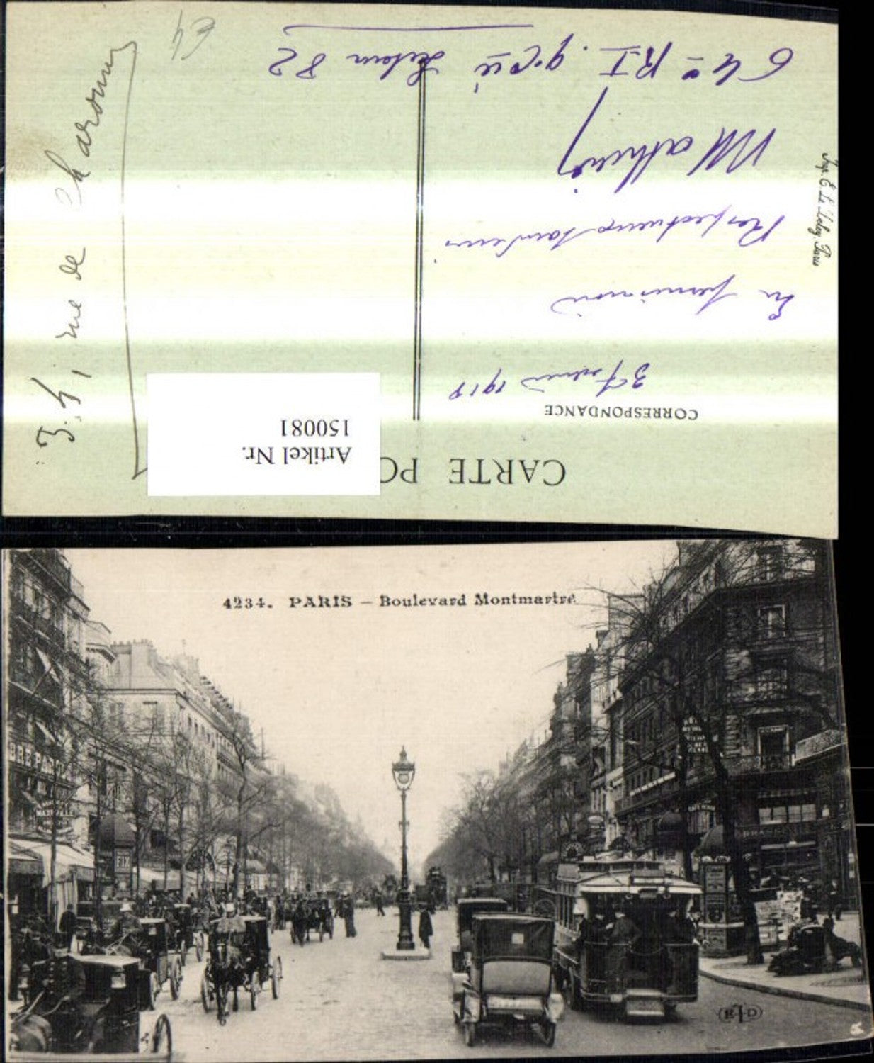 150081,Paris Boulevard Montmartre Strassenansicht Automobile Kutschen
