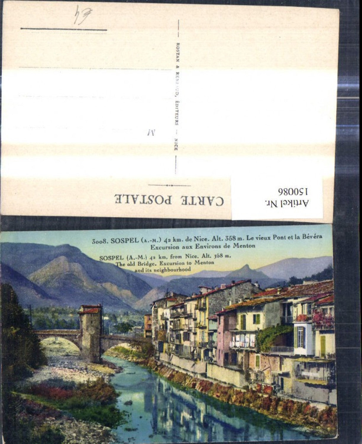 150086,Sospel de Nice Nizza Le vieux Pont et la Bevera Excursion aux Environs de Menton Brücke