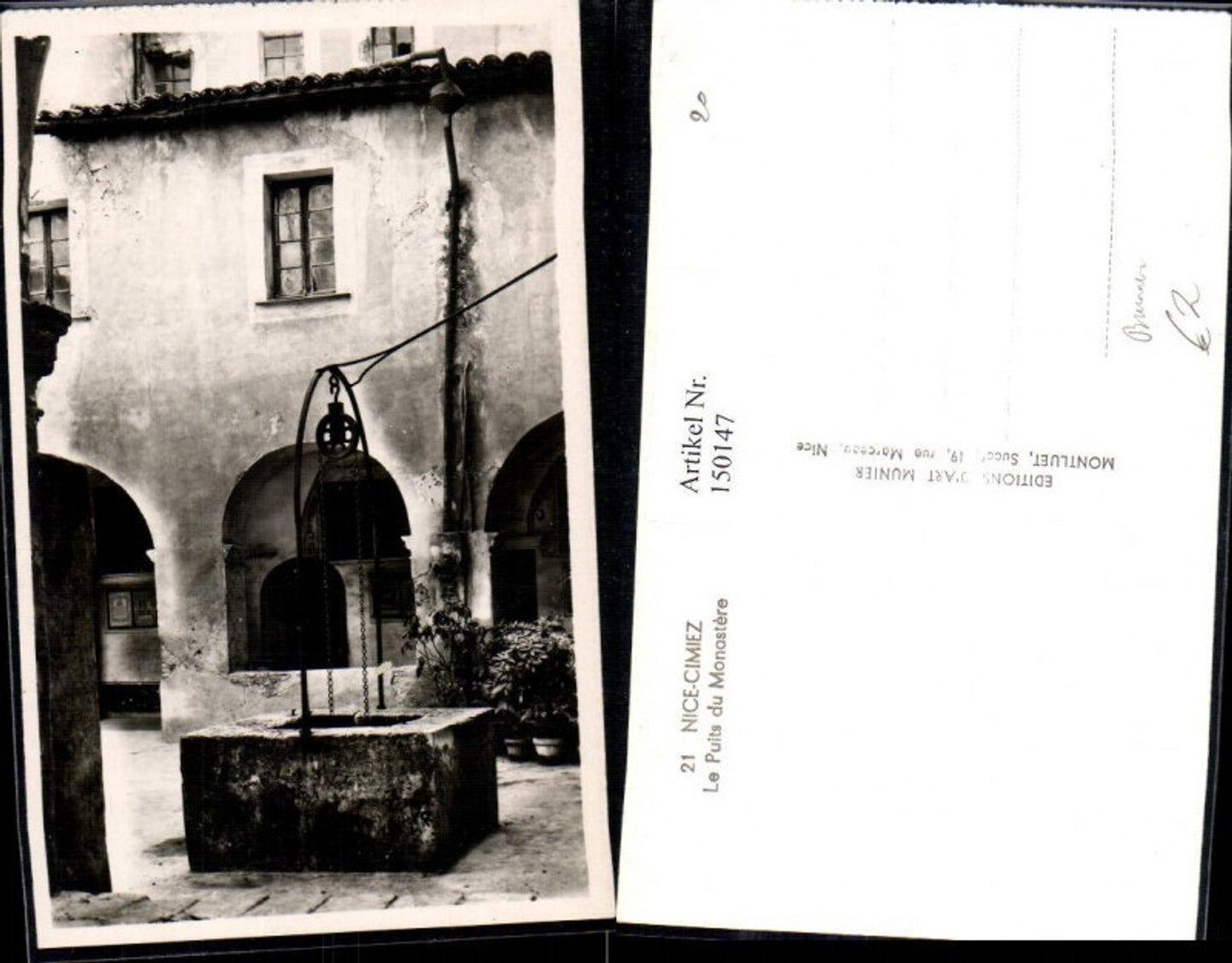 150147,Foto Ak Nice Cimiez Nizza Le Puits du Monastere Hof Brunnen Wasserbrunnen