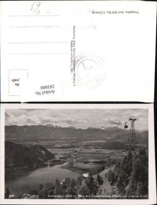 243800,Kanzelbahn Seilbahn Blick auf Ossiachersee Villach u. Julische Alpen b. Treffen pub Franz Schilcher 2196