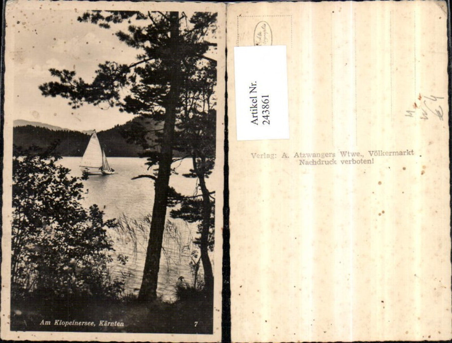 243861,Am Klopeinersee b. Völkermarkt Partie Segelboot