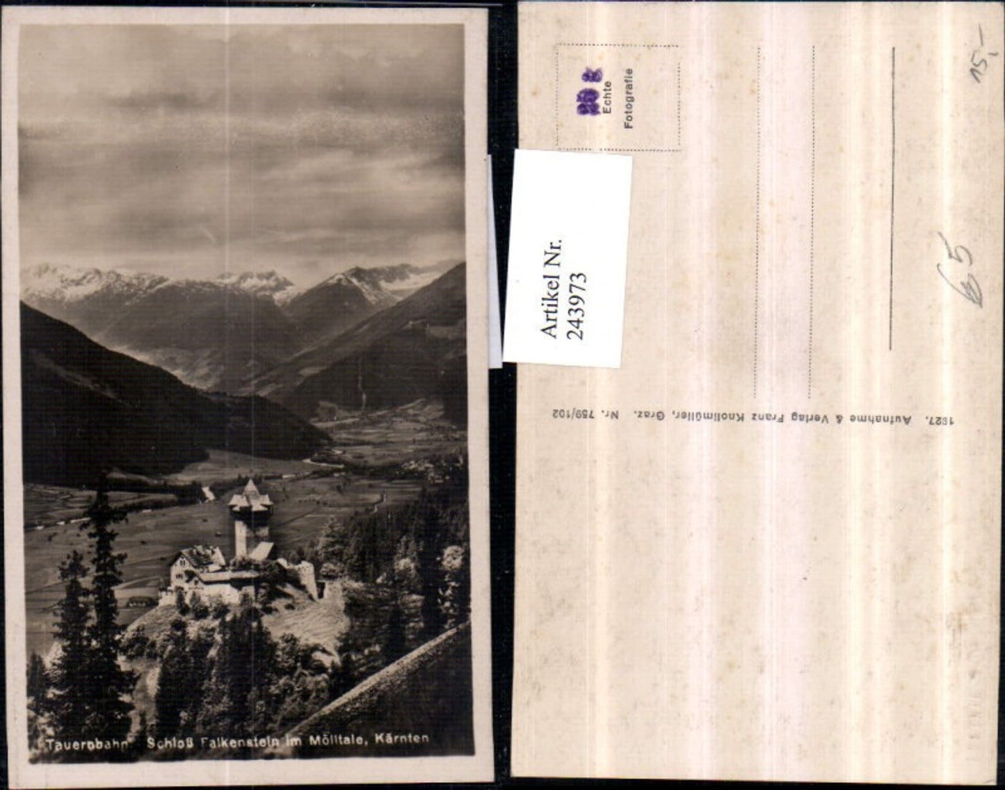 243973,Tauernbahn Schloss Falkenstein im Mölltale b. Obervellach