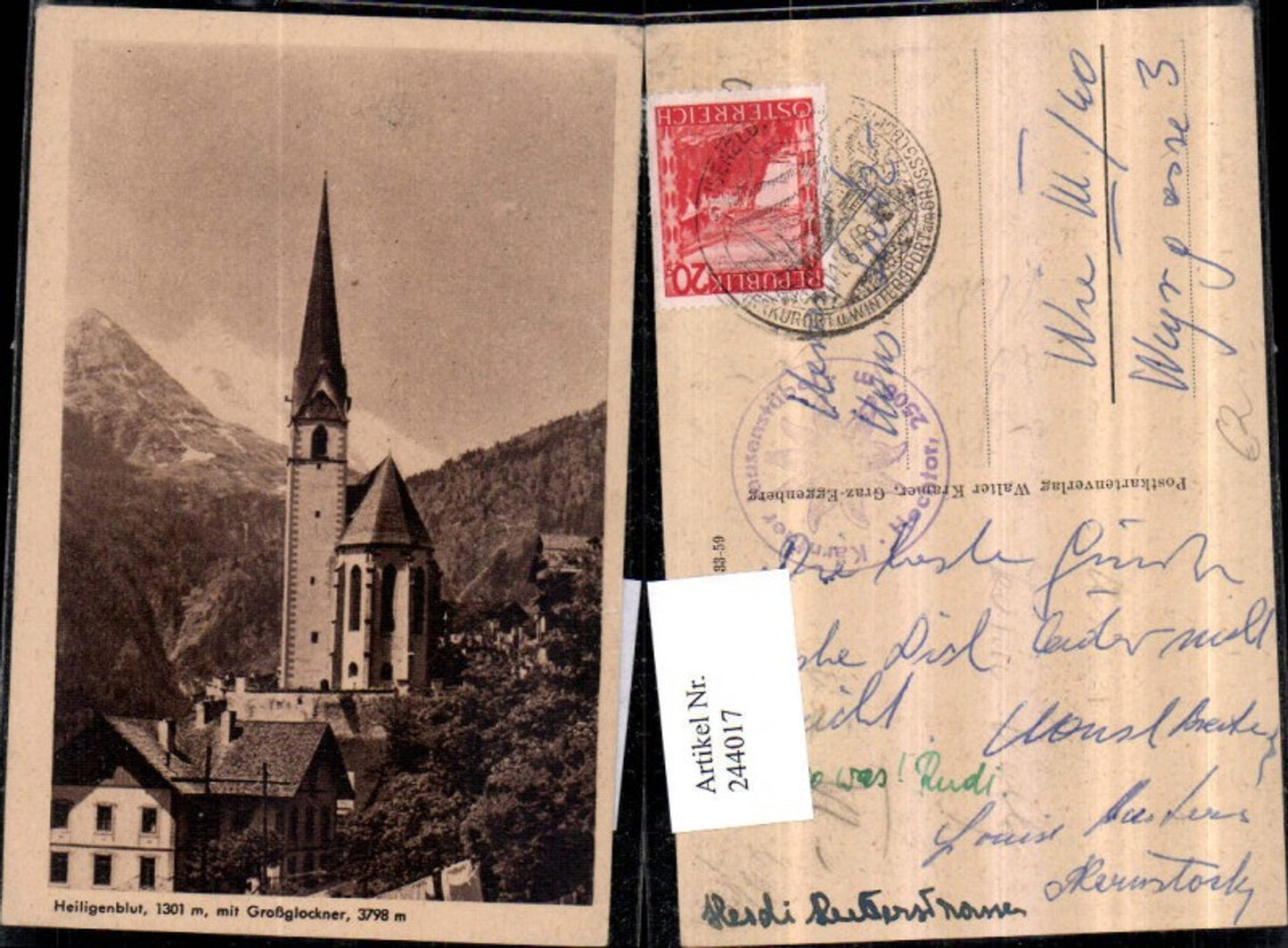 244017,Heiligenblut Kirche m. Großglockner