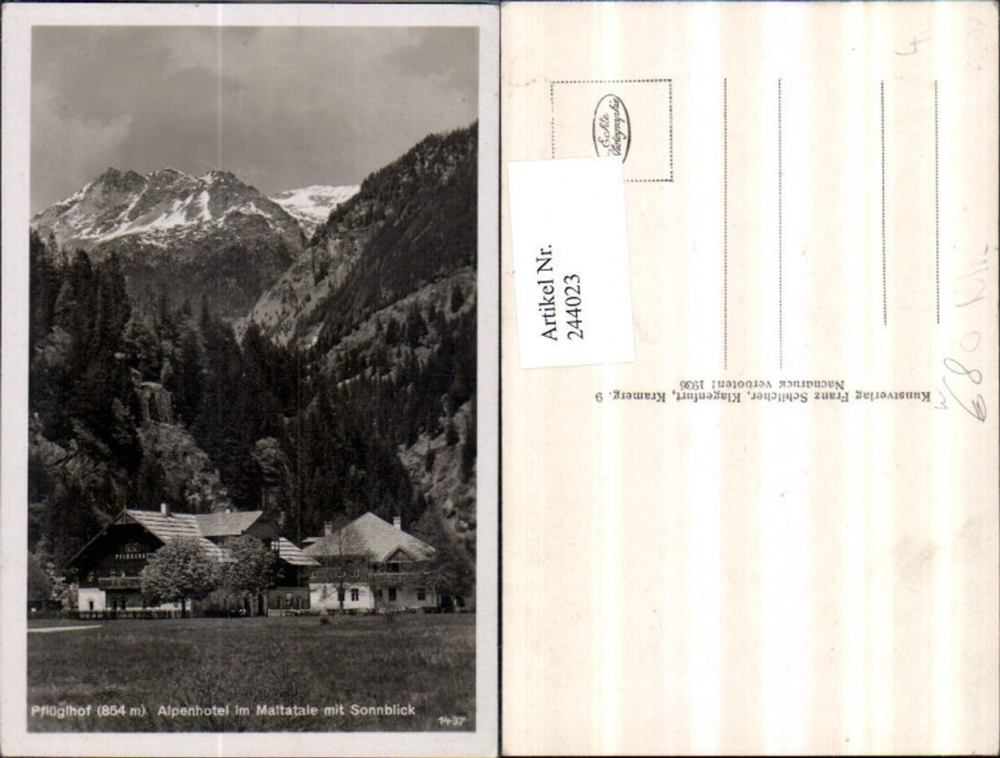 244023,Pflüglhof Alpenhotel im Maltatale b. Malta m. Sonnblick pub Franz Schilcher 1437