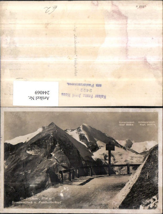 244069,Großglockner Sonnenwelleck u. Fuscherkarkopf Bergkulisse Kehre 5 b. Heiligenblut